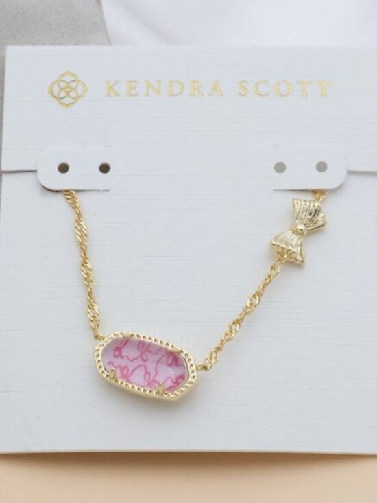 Kendra Scott Jewelry - NEW Kendra Scott Elisa Bow Gold Posey Pink Luna Rosa Bow Necklace